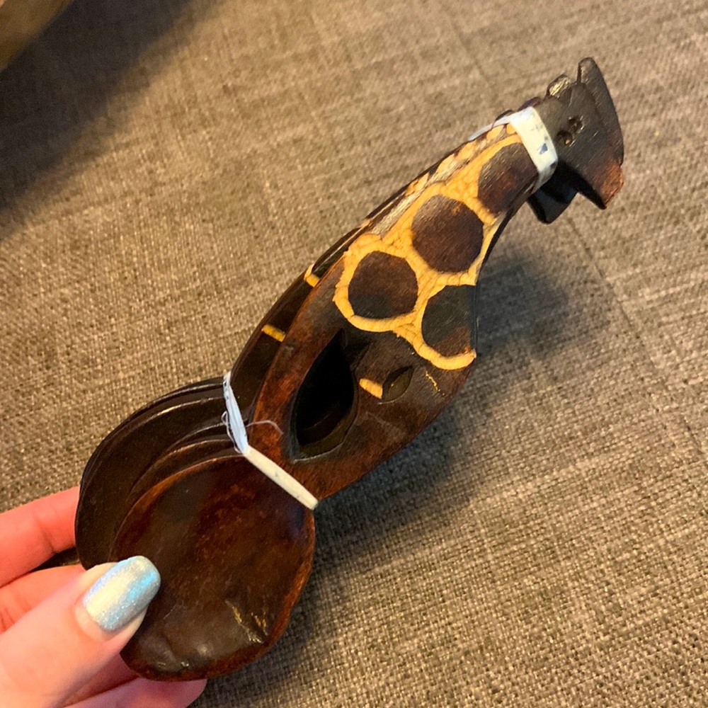 African Giraffe Carved Handmade Wooden Spoons